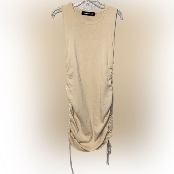 Lioness Military Minds Ribbed Stretchy Mini Dress Ecru Beige Womens XXL - Picture 5 of 7